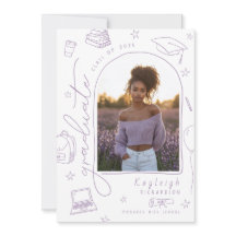 Anúncio de Graduação de Foto Desenhada em Mão Roxa