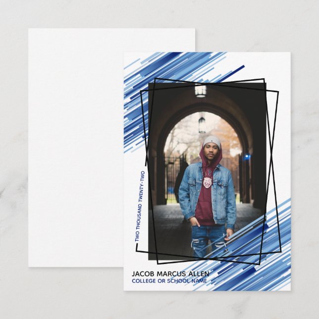 Anúncio de Graduação de Foto do Abstrato Azul lega (Frente/Verso)