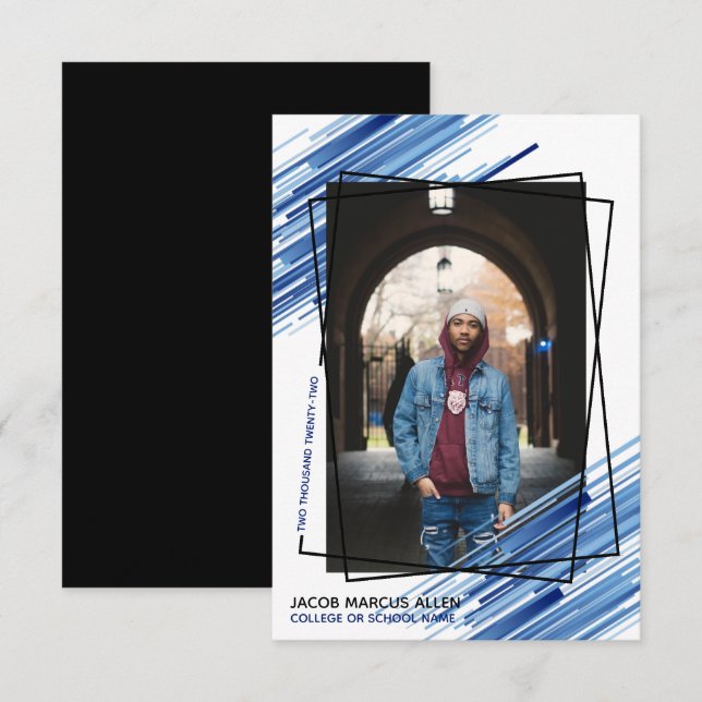 Anúncio de Graduação de Foto do Abstrato Azul lega (Frente/Verso)