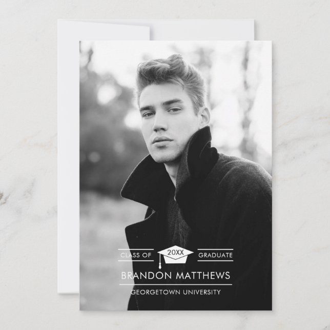 Anúncio de Graduação de Foto do Formando Boné (Frente)