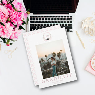 Anúncio de Graduação de Foto do Monograma Coquette