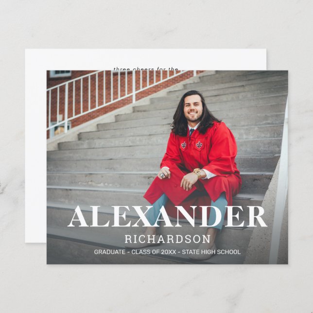 Anúncio de Graduação de Foto do Nome de Mod da Col (Frente/Verso)