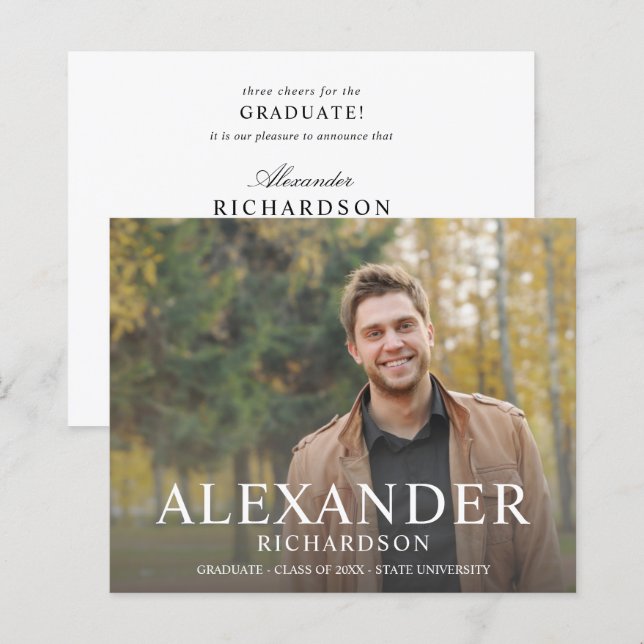 Anúncio de Graduação de Foto do Nome do Modo Maior (Frente/Verso)