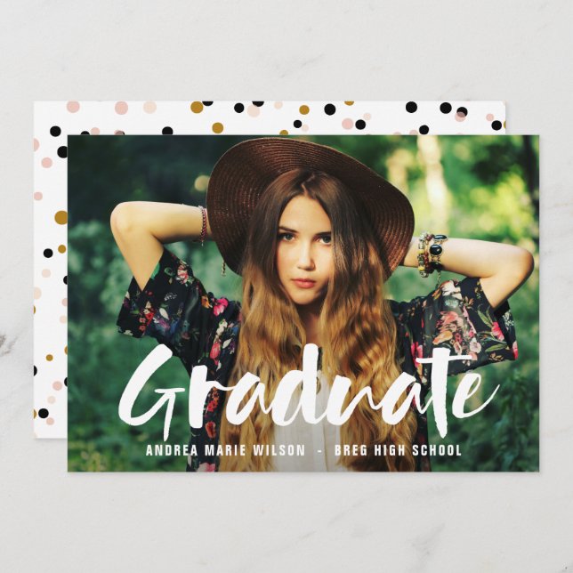 Anúncio de Graduação de Foto do Script de Pincel B (Frente/Verso)