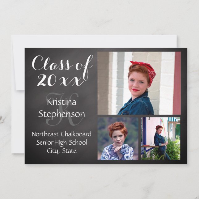 Anúncio de Graduação de Foto do Segundo grau Chalk (Frente)