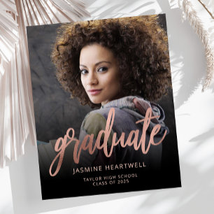 Anúncio de Graduação de Foto Dourada do Rosa de Or