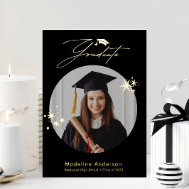 Anúncio de Graduação de Foto Dourada Elegante