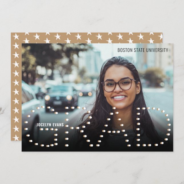 Anúncio de Graduação de Foto Dourada Moderna 2025 (Frente/Verso)