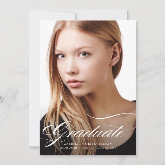 Anúncio de Graduação de Foto em Elegância Moderna (Frente)