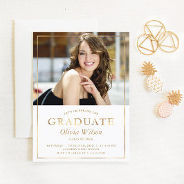 Anúncio de Graduação de Foto em Folha de Ouro Mode