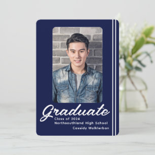 Anúncio de Graduação de Foto em Linha Azul Moderna