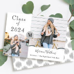 Anúncio de Graduação de Foto em Monograma de Cinza<br><div class="desc">Cartão de Anúncio de Graduação de Foto em Monograma de Cinza Simples</div>