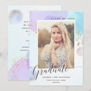 Anúncio de Graduação de Foto em Pastel Watercol