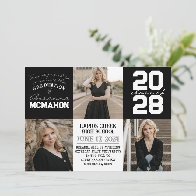 Anúncio de Graduação de Foto em Preto e Branco 4 (Em pé/Frente)