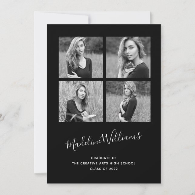 Anúncio de Graduação de Foto em Preto e Branco 4 (Frente)