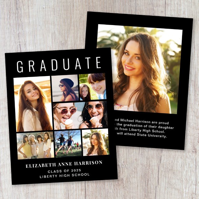 Anúncio de Graduação de Foto em Preto no Orçamento (Criador carregado)