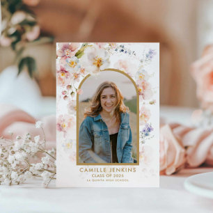 Anúncio de Graduação de Foto em Wildflower Boho