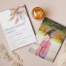 Anúncio de Graduação de Foto Floral Boho Chic