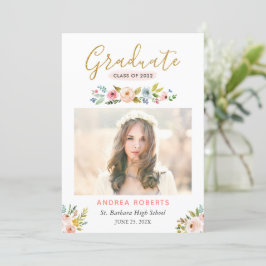 Anúncio de Graduação de Foto Floral do Formando Do