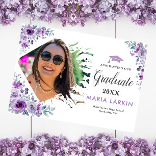 Anúncio de Graduação de Foto Floral Lilac