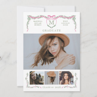 Anúncio de Graduação de Foto Ivy Crest Monograma