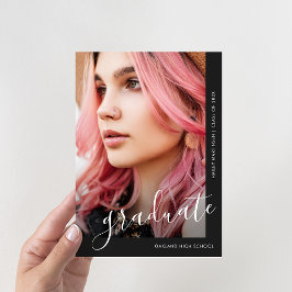 Anúncio de Graduação de Foto Preta do Script Chic