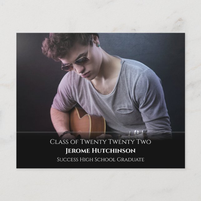 Anúncio de Graduação de Foto Preta Moderna do Orça (Frente)