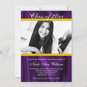 Anúncio de Graduação de Foto Satin Dourada Roxo