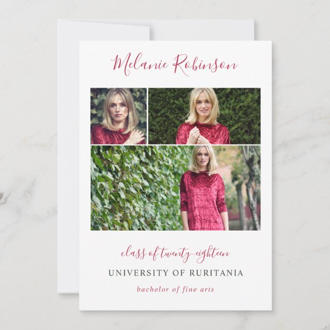 Anúncio de Graduação de Fotografias Confetti 3 Ros (Frente)