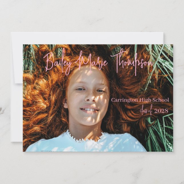 Anúncio de Graduação de Fotografias da rosa claro (Frente)