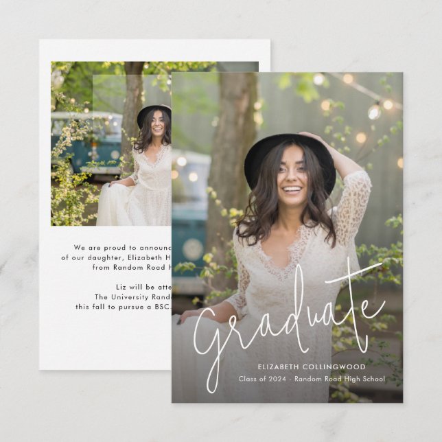 Anúncio de Graduação de Fotografias de Script de f (Frente/Verso)