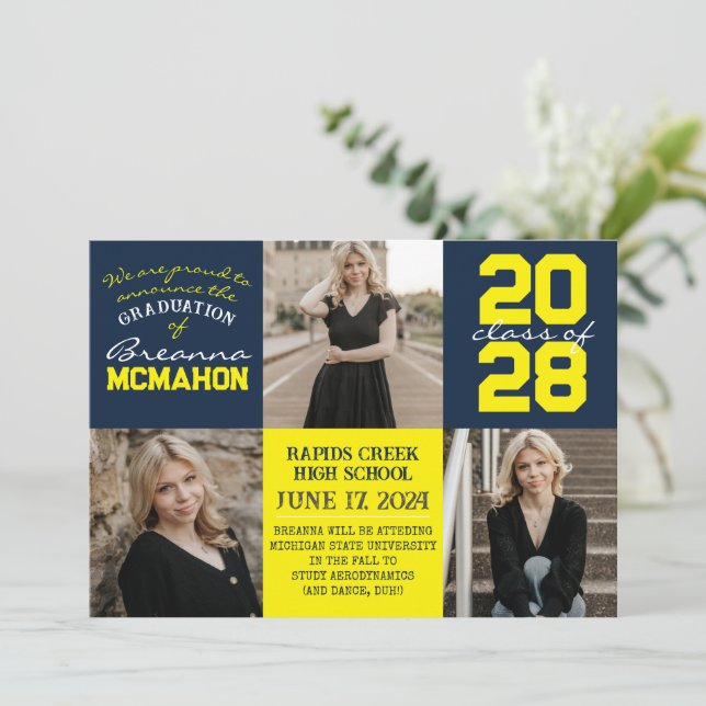 Anúncio de Graduação de Fotografias do marinho e A (Em pé/Frente)