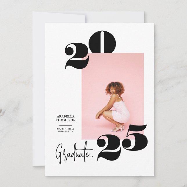 Anúncio de Graduação de Fotografias Negrito e Mode (Frente)