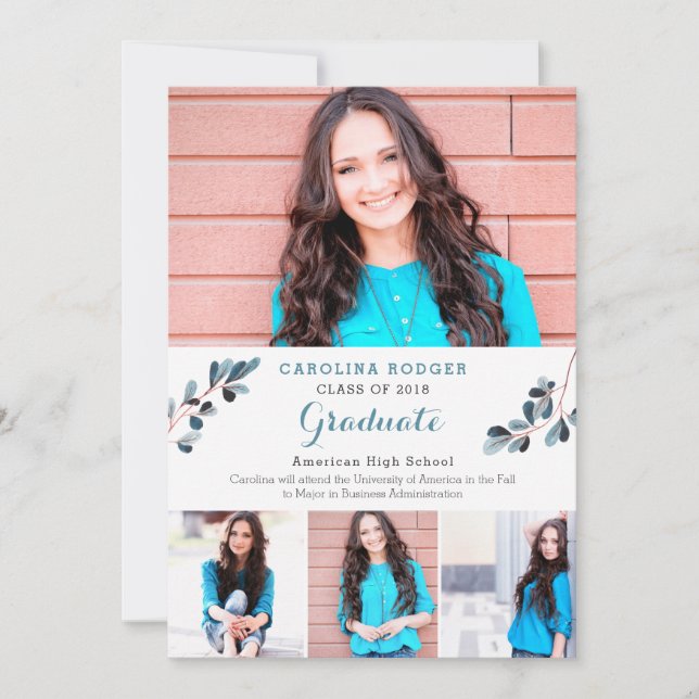 Anúncio de Graduação de Fotos de Ramais Elegantes (Frente)