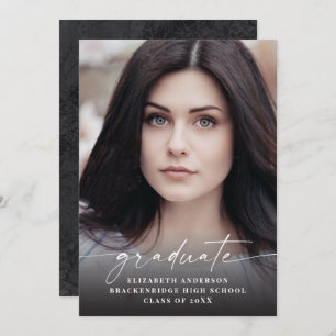 Anúncio de Graduação de Fotos de Script Branco Mod