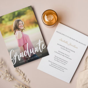 Anúncio de Graduação de Fotos de Script Elegante