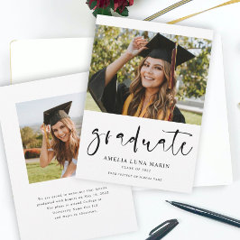 Anúncio de Graduação de Fotos de Script Simples Mo