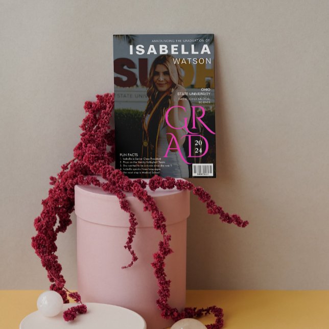 Anúncio de Graduação de Fotos do Cobrir da Revista (Magazine Cover Photo Graduation Announcement)