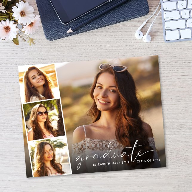 Anúncio de Graduação de Fotos do Script Branco de  (Criador carregado)