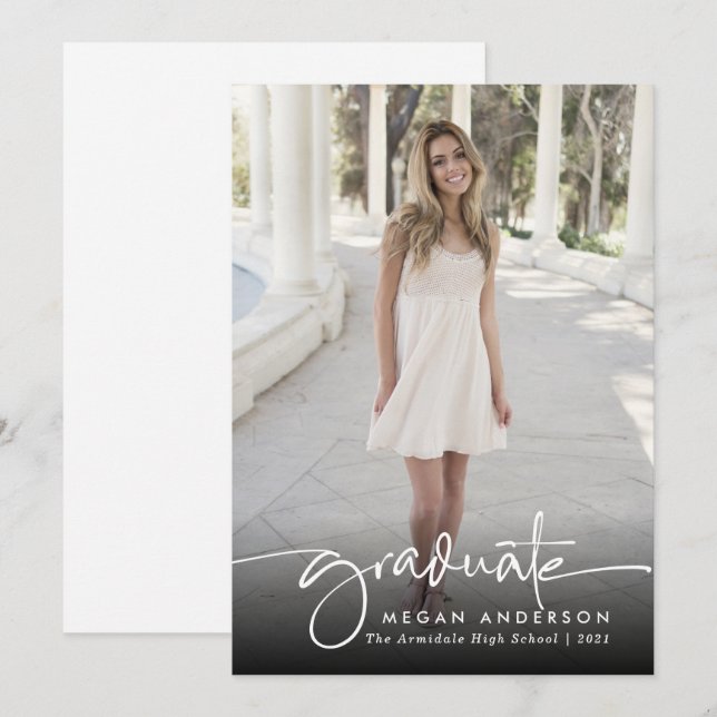 Anúncio de graduação de fotos elegante (Frente/Verso)
