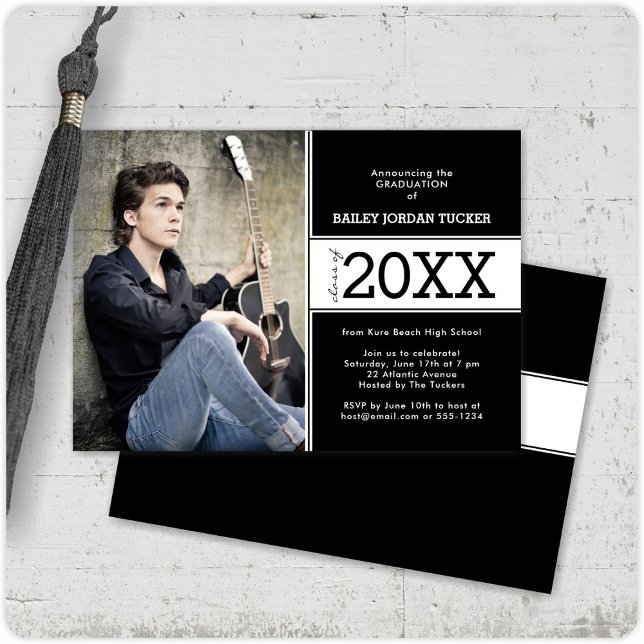 Anúncio de Graduação de Fotos em Branco e Preto (Criador carregado)