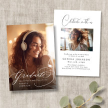 Anúncio de Graduação de Fotos em Caligrafia Modern