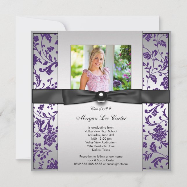 Anúncio de Graduação de Fotos em Roxo Girls (Frente)