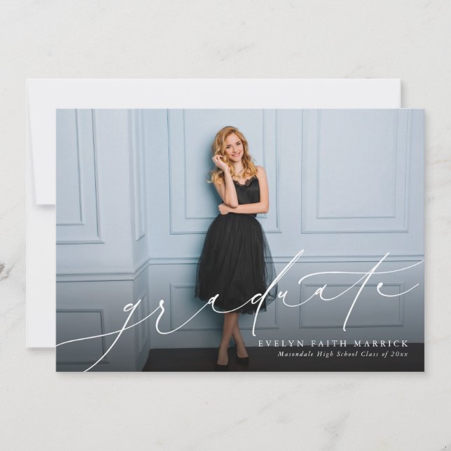 Anúncio de graduação de fotos em script clássico (Frente)