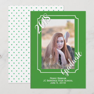 Anúncio de Graduação de Fotos em Verde e Branco
