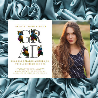 ANÚNCIO DE GRADUAÇÃO DE FOTOS FLORAL MOODY ELEGANT