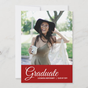 Anúncio de Graduação de Fotos Minimalista Vermelha