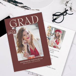 Anúncio de Graduação de Fotos Moderna Burgundy