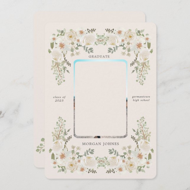 Anúncio de Graduação de Fotos na Fronteira Floral  (Frente/Verso)