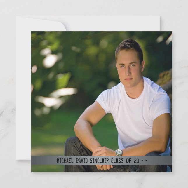 Anúncio de Graduação de Fotos para Meninos Metálic (Frente)